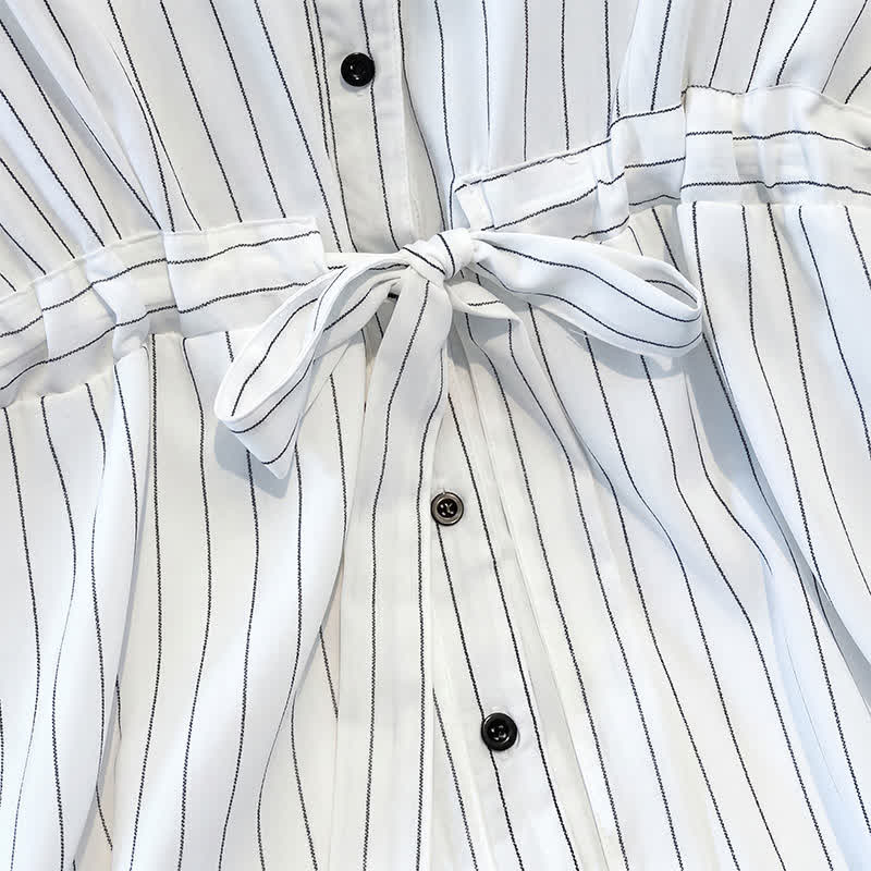 Plus-Size Striped Belted Skirt Midi Dress - image 3