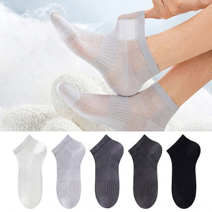 Breathable Antibacterial Ice Silk Ankle Socks (5 Pairs) - Multicolor - EU39-44(US6-10) - image 0