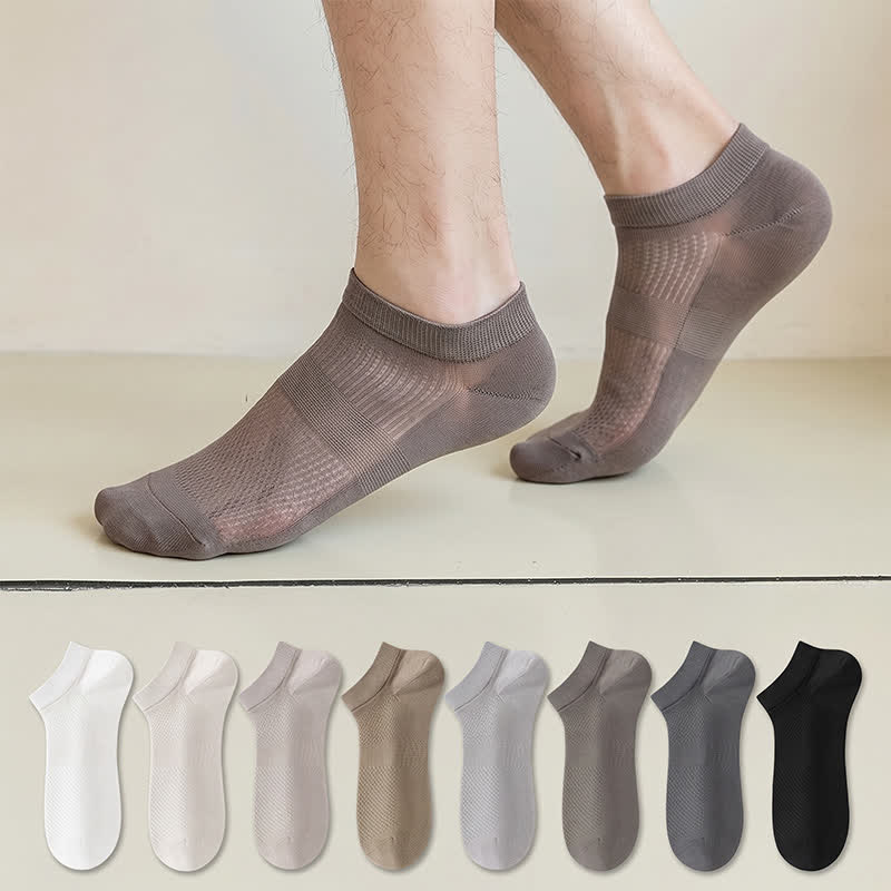 Breathable Silk Ankle Socks (8 Pairs) - Multicolor - EU36-44(US3-10) - image 0
