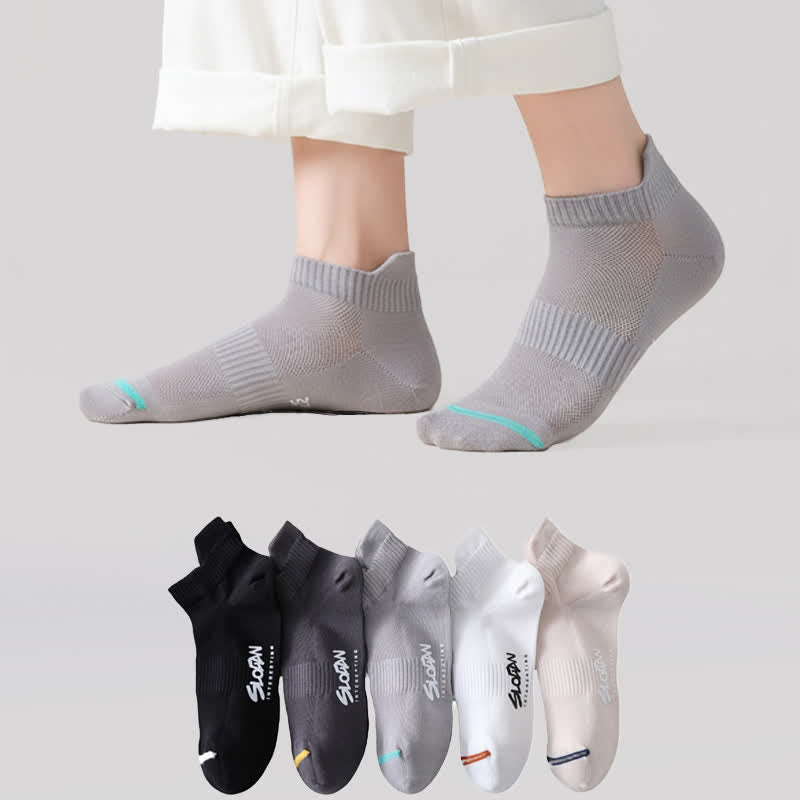 Breathable Cushioned Ankle Socks (5 Pairs) - Multicolor - EU36-44(US3-10) - image 0