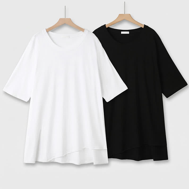 Plus Size Cotton Stretch Split Hem Tee - image 0