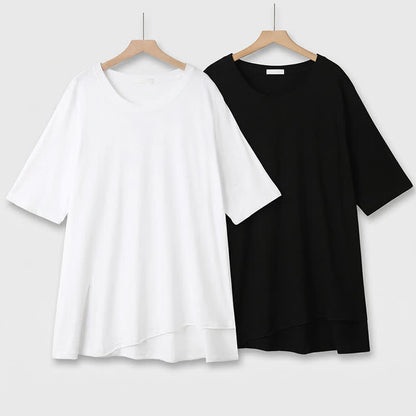 Plus Size Cotton Stretch Split Hem Tee - image 0