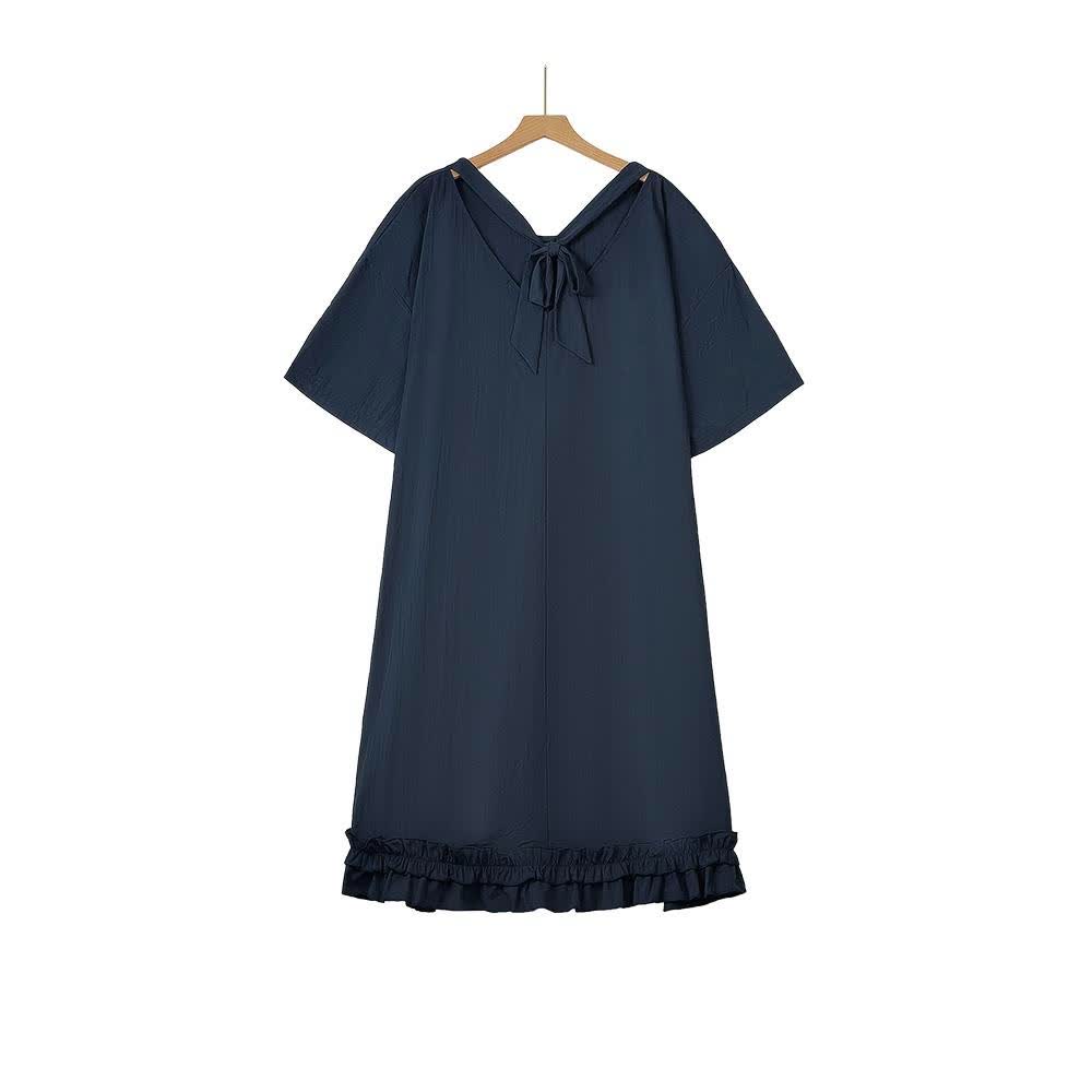 Plus Size Navy Tie Back Ruffle Hem Midi Dress - image 6