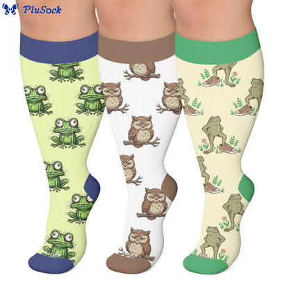 Plus Size Frog Owl Compression Socks - image 0
