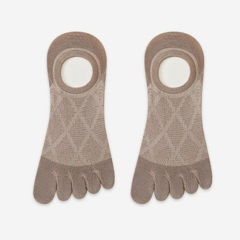 Breathable Bamboo Five Toe No Show Sokcs(3 Pairs) - Khaki - EU36-45(US3-11) - image 5