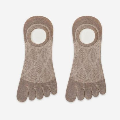 Breathable Bamboo Five Toe No Show Sokcs(3 Pairs) - Khaki - EU36-45(US3-11) - image 5