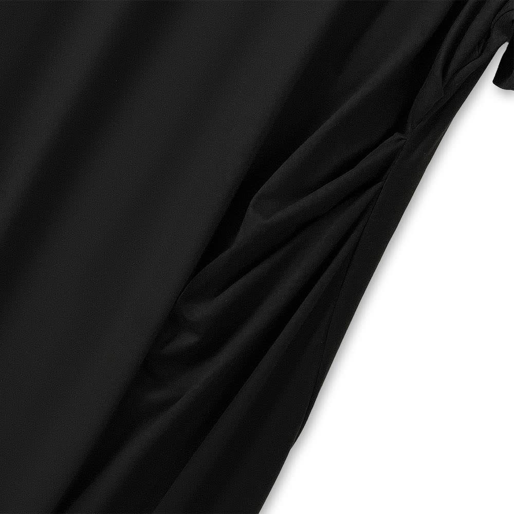 Plus Size Ruched Waist Mesh V Neck Short Sleeve Midi Dress - image 6