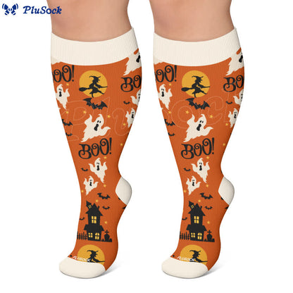 Plus Size Halloween Pumpkin Cat Ghost Compression Socks - image 6