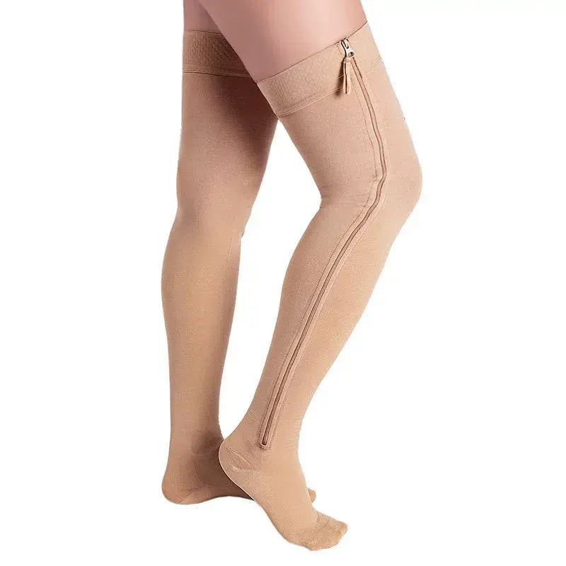 Sleek Zipper Compression Socks - Nude - 4XL - image 2