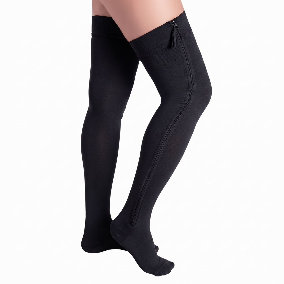 Sleek Zipper Compression Socks - Black - 4XL - image 1