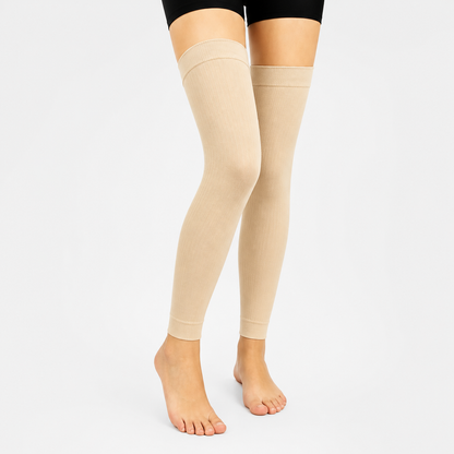 Solid Color Thigh High Compression Sleeves(3 Pairs) - Nude - L/XL - image 1