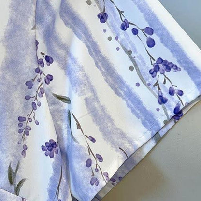 Plus Size Loose Floral Stripe Mandarin collar Summer Maxi Dress - image 3
