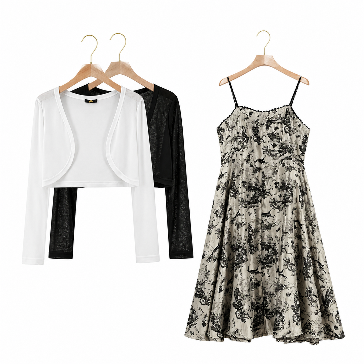 Plus Size Romantic Sheer Cardigan Flowy A-Line Midi Slip Dress Set - image 0