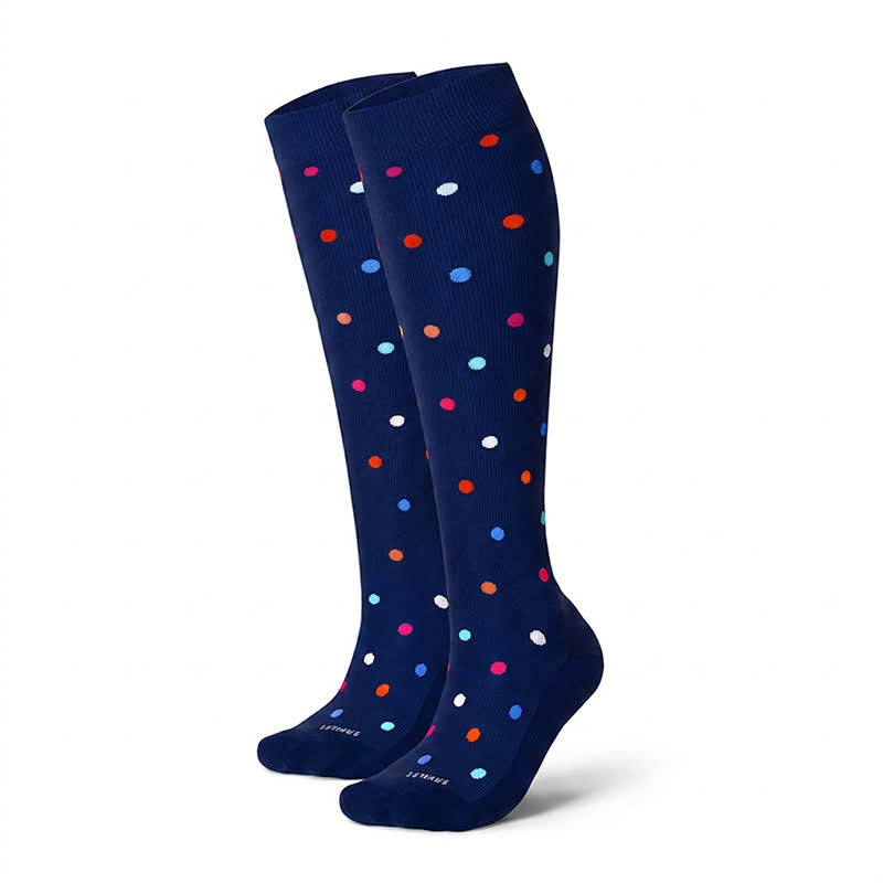 Polka-Dot Compression Socks(3 Pairs) - Navy Blue - L/XL - image 13