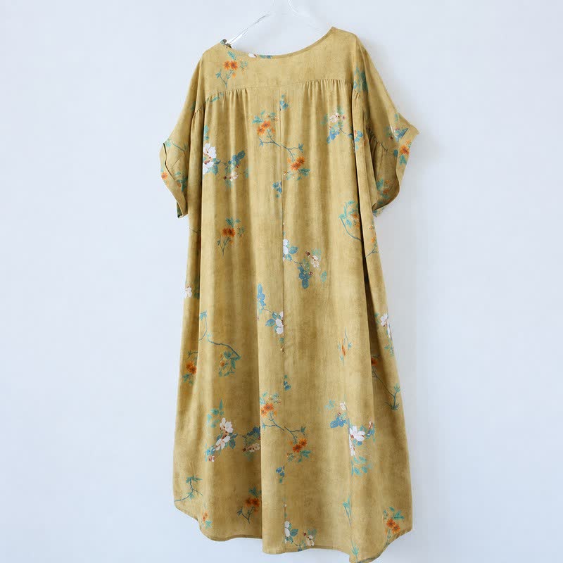 Vintage Floral Button-Front Midi Dress - image 8