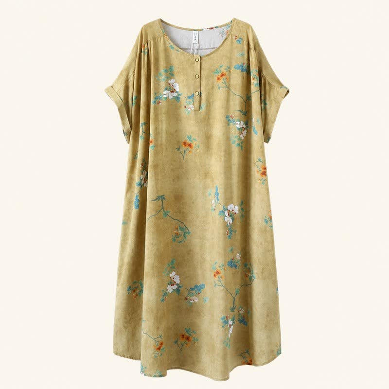 Vintage Floral Button-Front Midi Dress - image 9