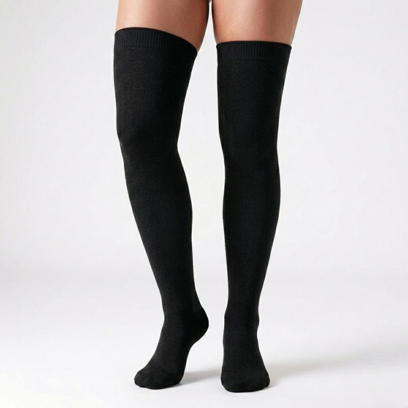 Black White Nude Thigh High Compression Socks(3 Pairs) - image 1