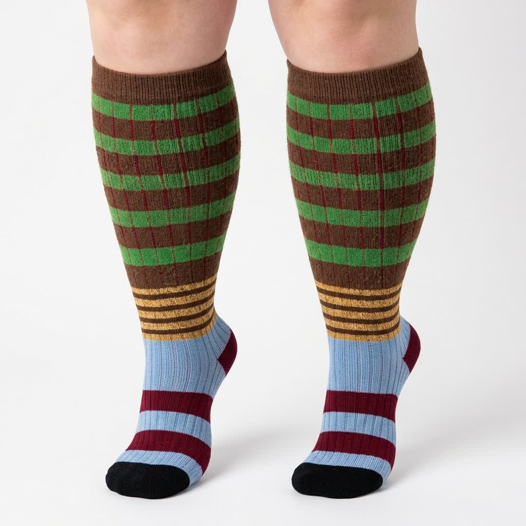 Plus Size Colorblock Stripe Compression Socks - image 3