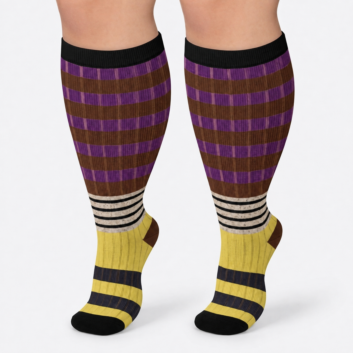 Plus Size Colorblock Stripe Compression Socks - image 5