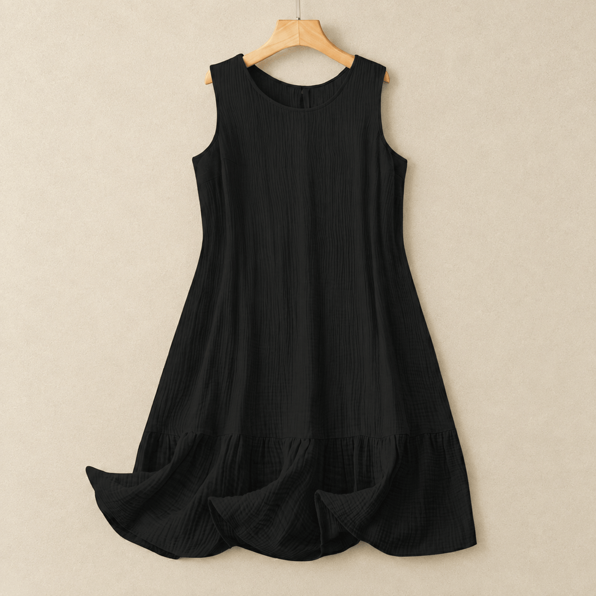 Sleeveless A-Line Midi Dress - Black - 4XL - image 1