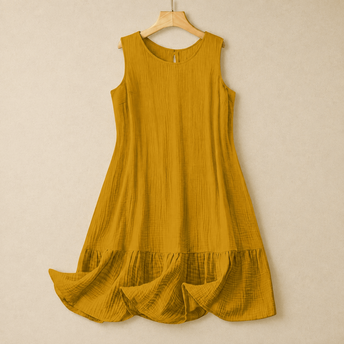 Sleeveless A-Line Midi Dress - Yellow - 4XL - image 3