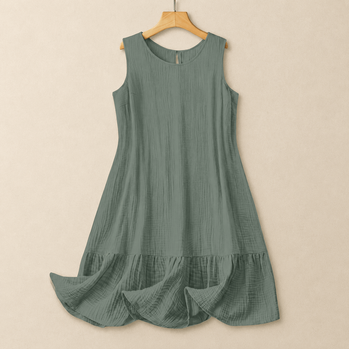 Sleeveless A-Line Midi Dress - Green - 4XL - image 4