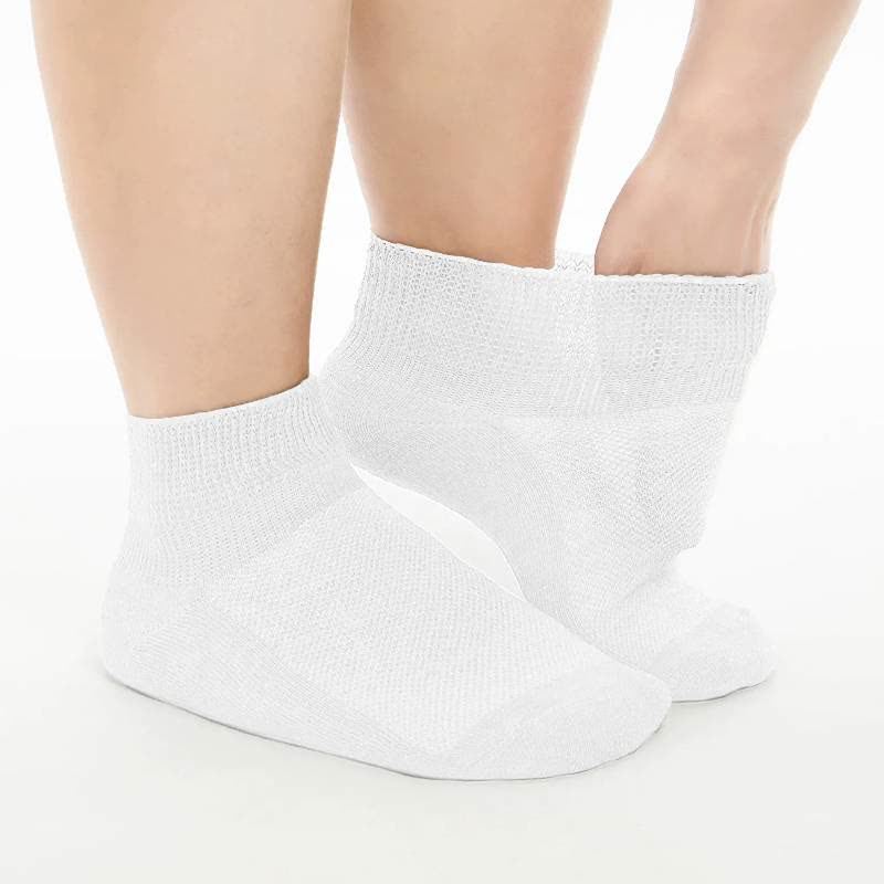 Breathable Cushioned Non-Binding Diabetic Ankle Socks(5 Pairs) - White - EU40-44(US7-10) - image 1