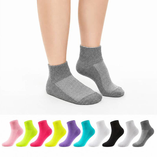 Breathable Cushioned Non-Binding Diabetic Ankle Socks(5 Pairs) - Rose+Dark Gray+Purple+Fluorescent Green+Arctic Green - EU40-44(US7-10) - image 0