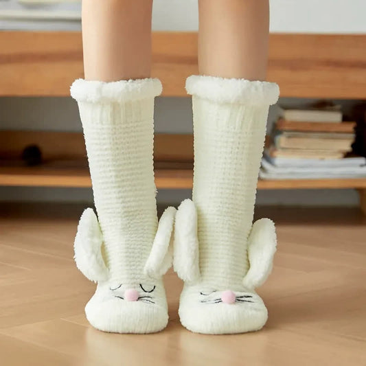 Bunny Fleece Lined Cozy Home Slipper Socks - White - EU35-42(US2-8) - image 0