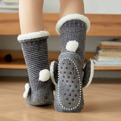 Bunny Fleece Lined Cozy Home Slipper Socks - image 2
