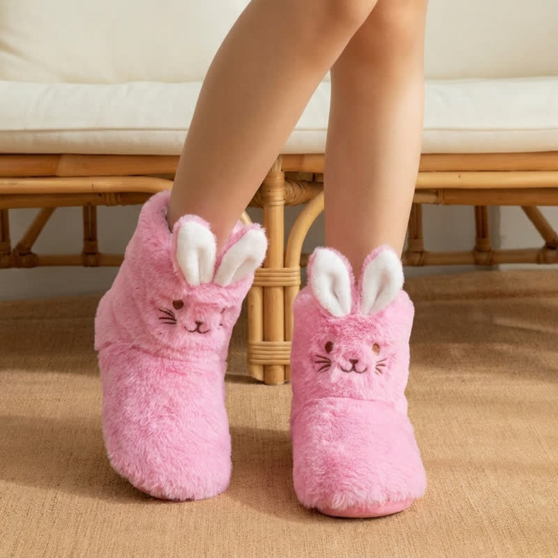 Pink Bunny Ears Plush Fleece Slipper Socks - Dark Pink - Kids EU32–35(US1–3.5) - image 2