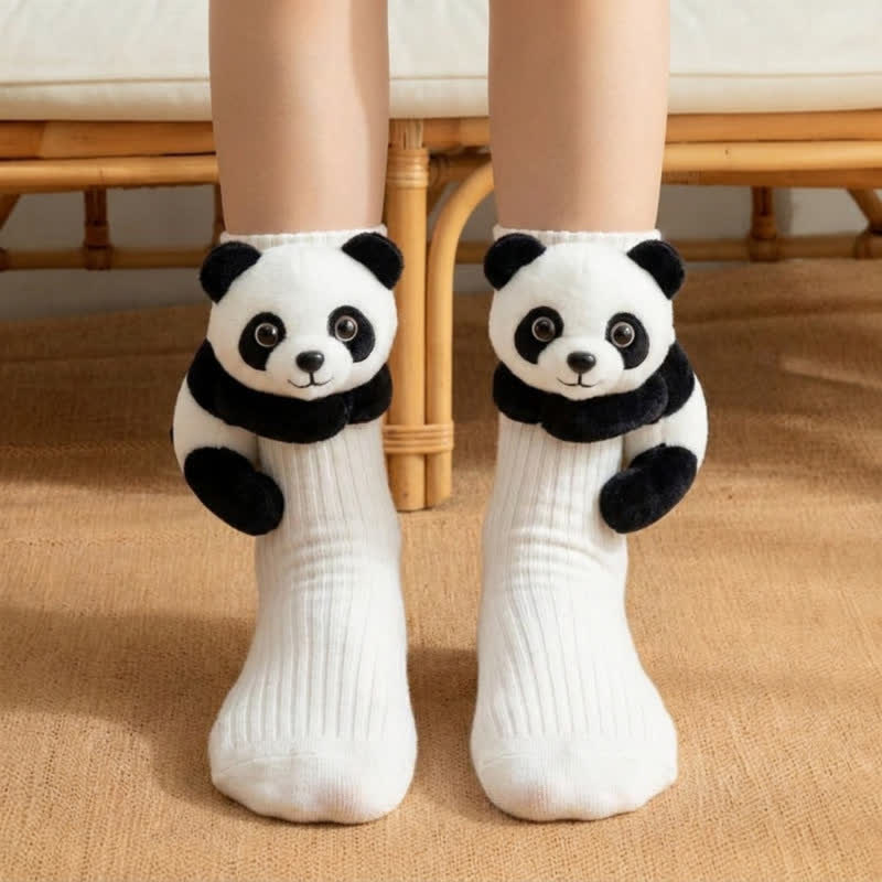 3D Hugging Grey Bunny Animal Slipper Socks - White - EU43-45(US9-11) - image 2