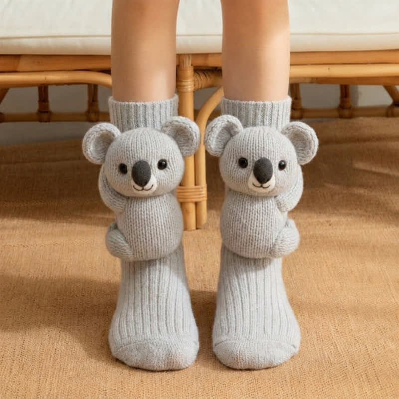 Pink Axolotl 3D Plush Animal Slipper Socks - Grey - EU43-45(US9-11) - image 1