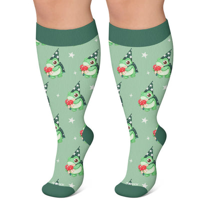 Plus Size Frog Star Compression Socks - Green - 4XL - image 6