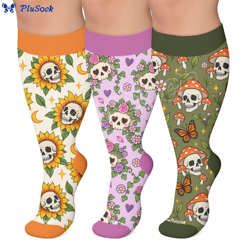 Plus Size Gothic Skull Compression Socks - image 0