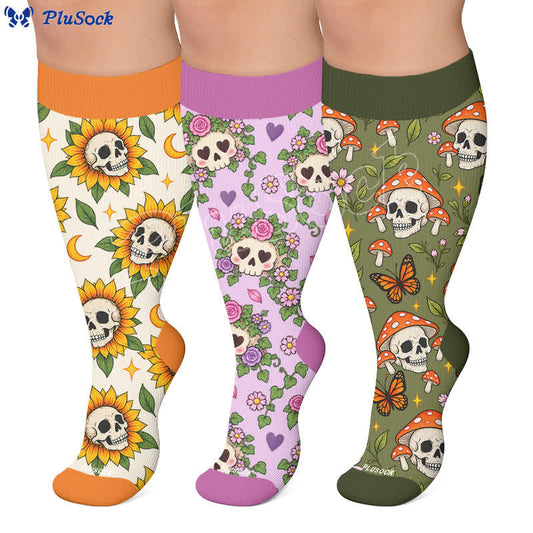 Plus Size Gothic Skull Compression Socks - image 0