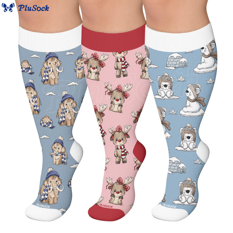 Plus Size Winter Animal Compression Socks - image 0