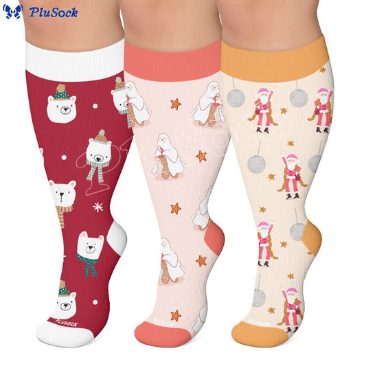 Plus Size Santa Claus Polar Bear Compression Socks - image 0