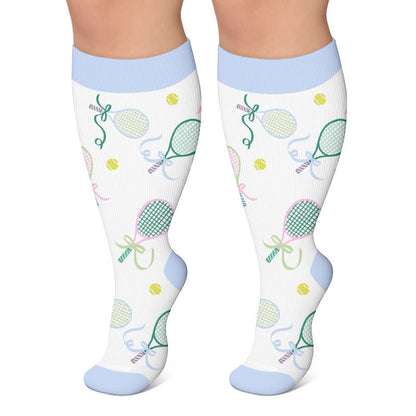 Plus Size Tennis Racket Compression Socks - Light Purple - 4XL - image 4