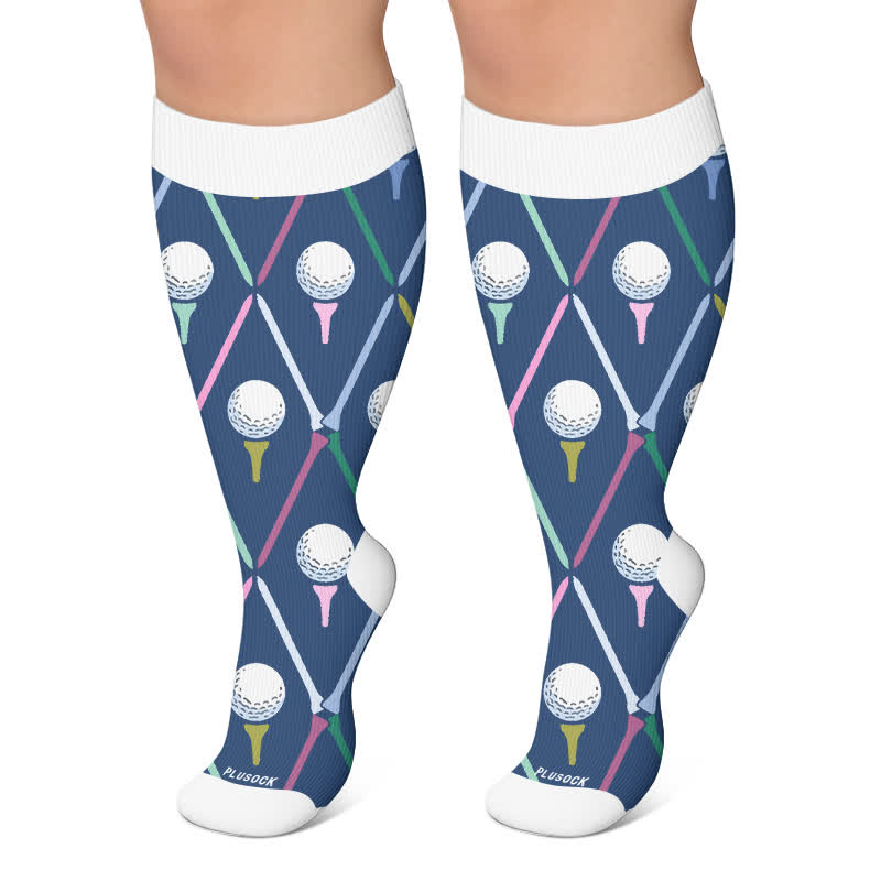 Plus Size Tennis Racket Compression Socks - Dark Blue - 4XL - image 6