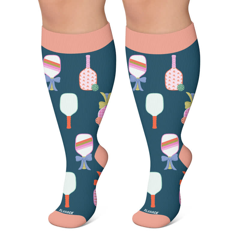Plus Size Tennis Racket Compression Socks - Dark Green - 4XL - image 5