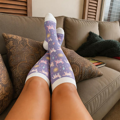 Christmas Sleepy Cat Cocoa Mug Compression Socks - image 1