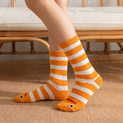 Striped Funny Face Family Set Slipper Socks (4 Pairs) - image 4