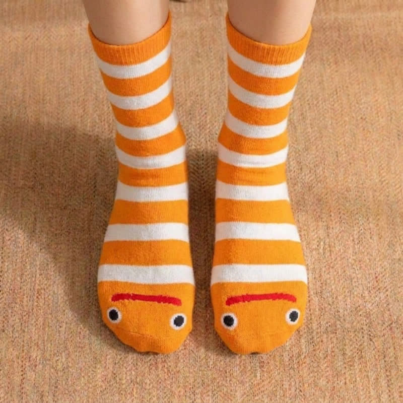 Striped Funny Face Family Set Slipper Socks (4 Pairs) - image 5