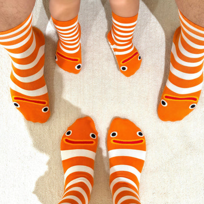 Striped Funny Face Family Set Slipper Socks (4 Pairs) - image 1