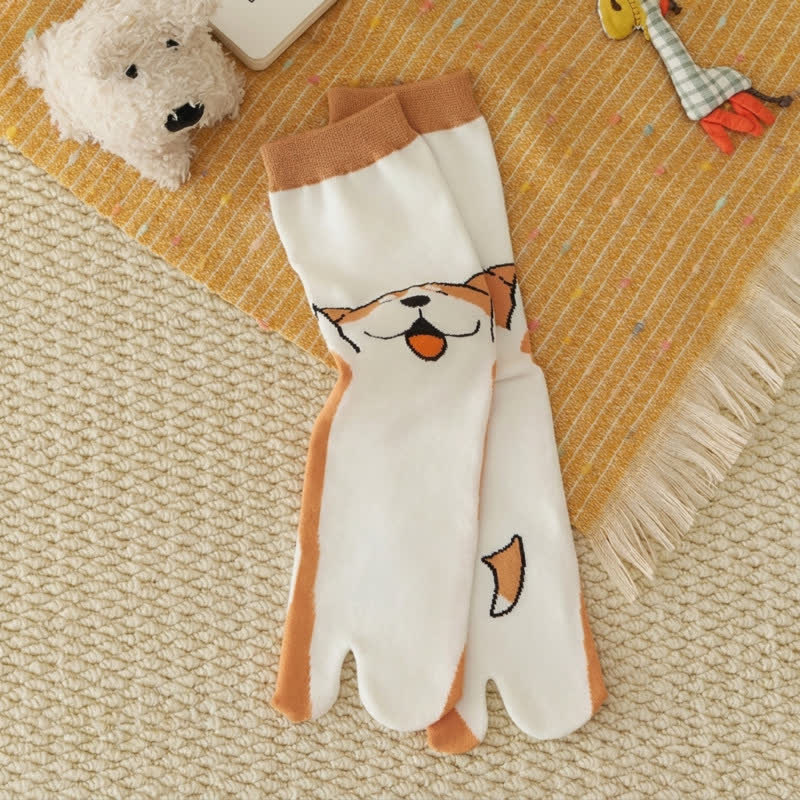 Japanese Style Cute Animal Split-Toe Tabi Socks (4 Pairs) - image 8