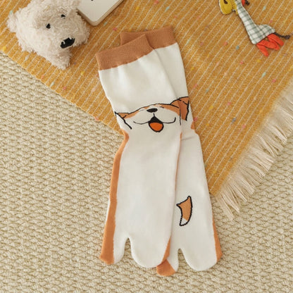 Japanese Style Cute Animal Split-Toe Tabi Socks (4 Pairs) - image 8