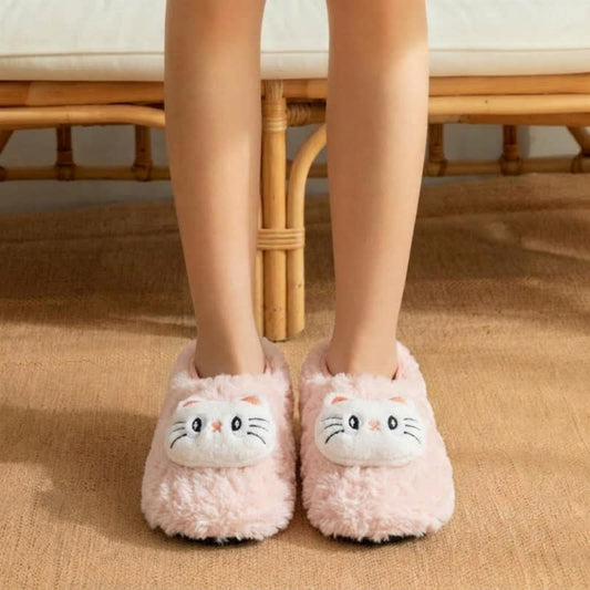 Cute Cat Plush Home Shoes - Light Pink - Kids EU32-35(US1-3.5) - image 0
