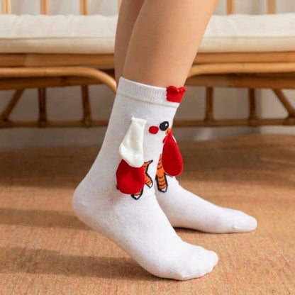 Quirky Cartoon Character Hand Holding Socks (3 Pairs) - image 1