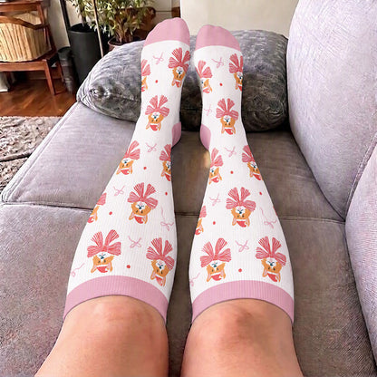 Plus Size Kitty Puppy Bow Compression Socks - image 2